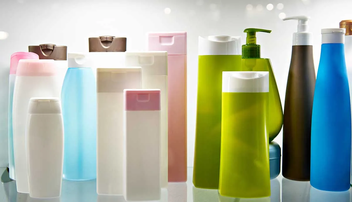 various personal care bottles on shelf