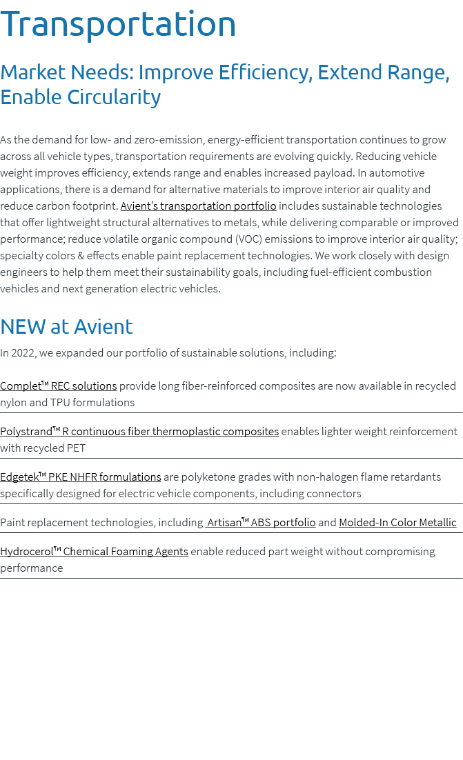 Transportation Market Needs: Improve Efficiency, Extend Range, Enable Circularity As the demand for low and zero emis...
