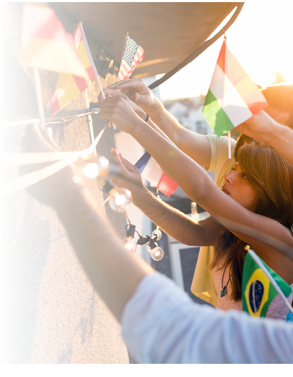 Happy young friends of younger generations and different culutres having fun, promoting peace without racial prejudices